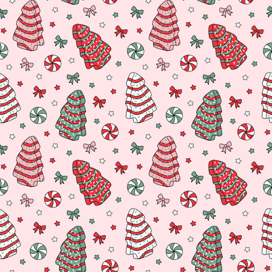 Tree Cakes Pink Background 12x12 Patterned Vinyl Sheet