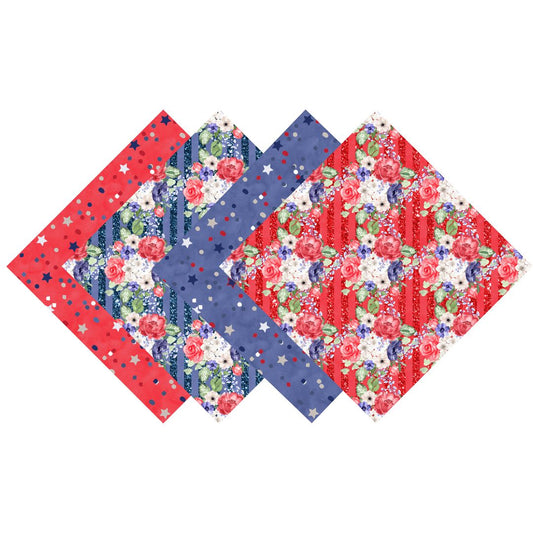 Patriotic Flower, Stripes & Stars Patterned Vinyl Pack