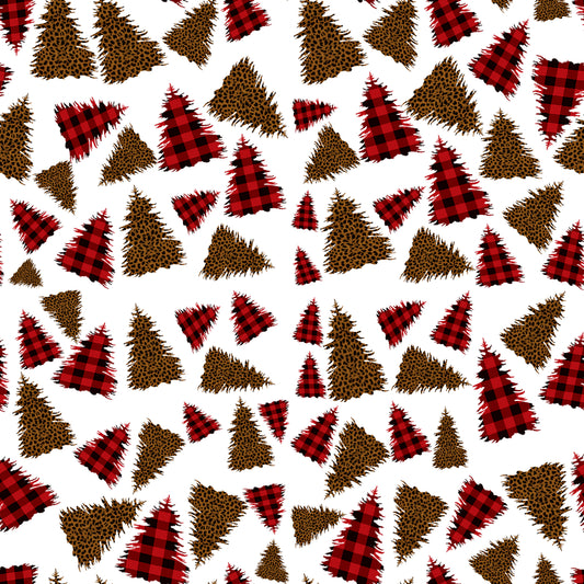 Buffalo Plaid & Leopard Trees 12x12 Patterned Vinyl Sheet