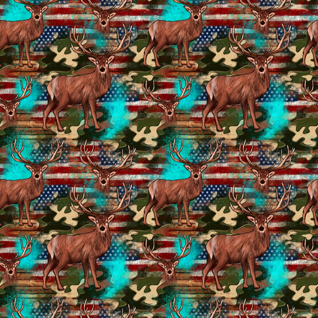Deer & Camo American Flag 12x12 Patterned Vinyl Sheet