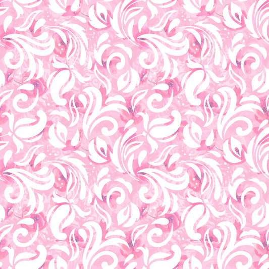 Pink Watercolor Flourishes 12x12 Patterned Vinyl Sheet
