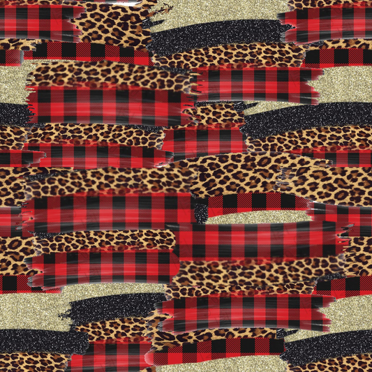Buffalo Plaid & Leopard Brush Strokes 12x12 Patterned Vinyl Sheet