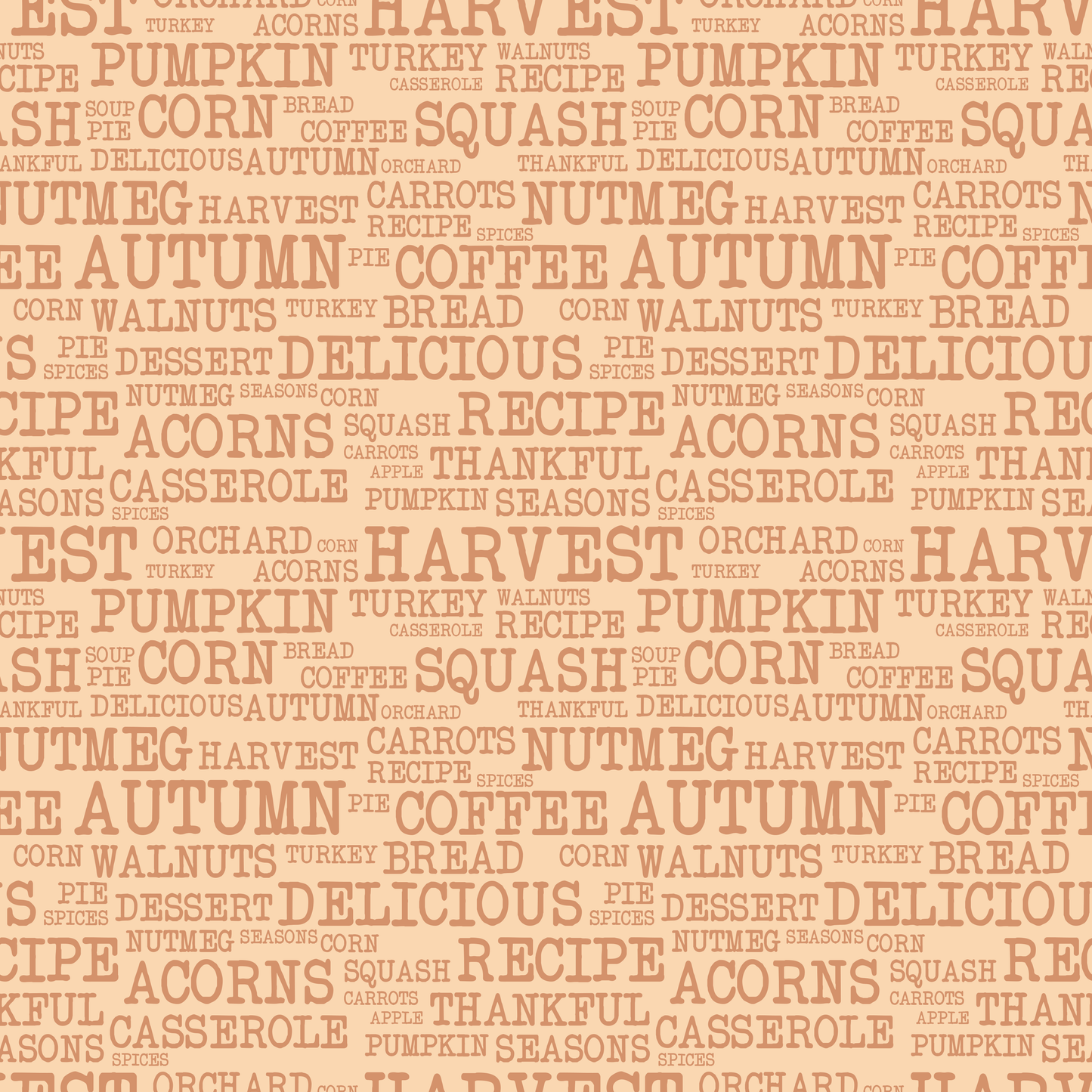 Autumn Harvest Text 12x12 Patterned Vinyl Sheet