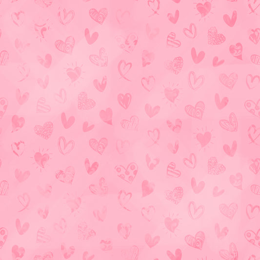 Pink Watercolor Hearts 12x12 Patterned Vinyl Sheet