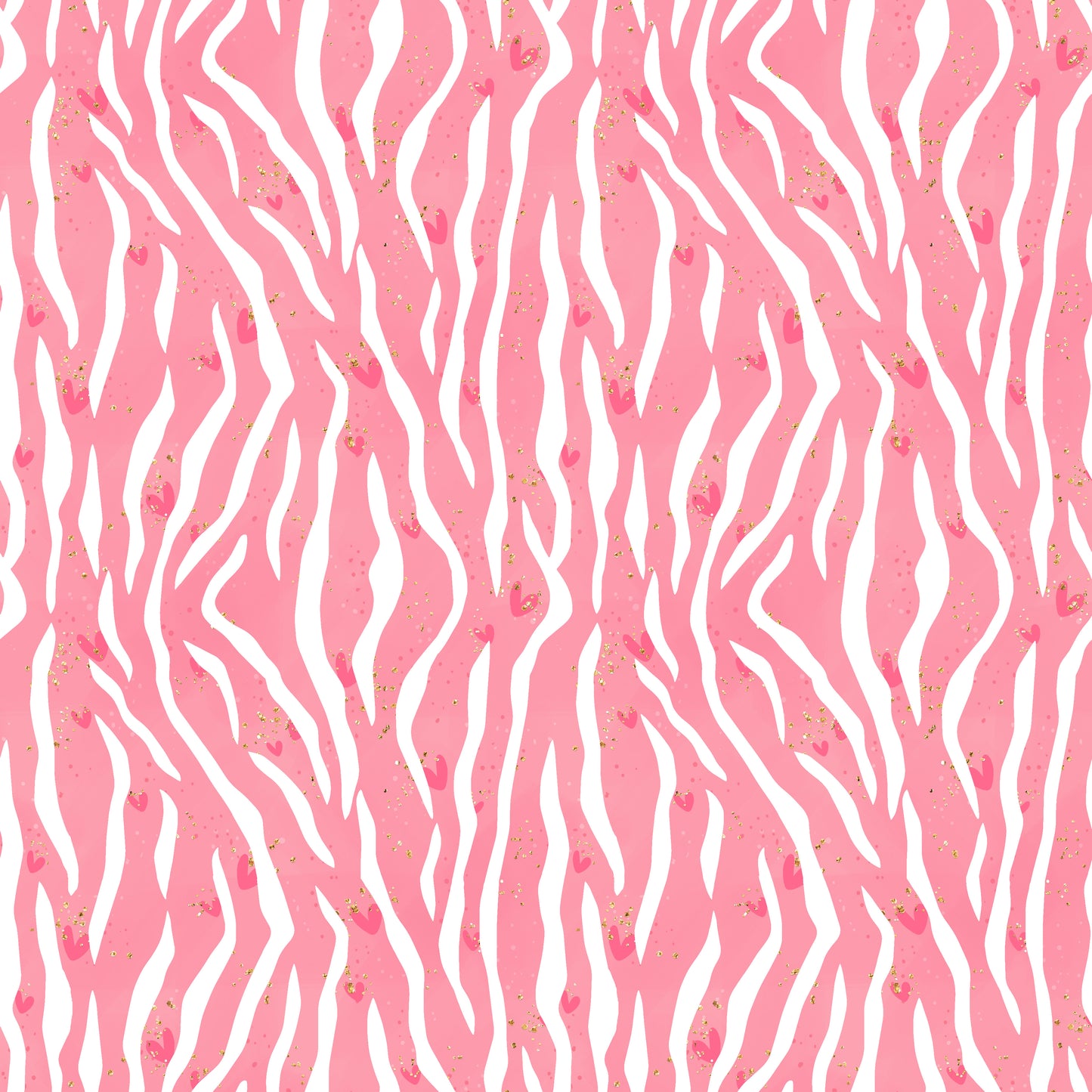 Pink Zebra Stripes & Hearts 12x12 Patterned Vinyl Sheet