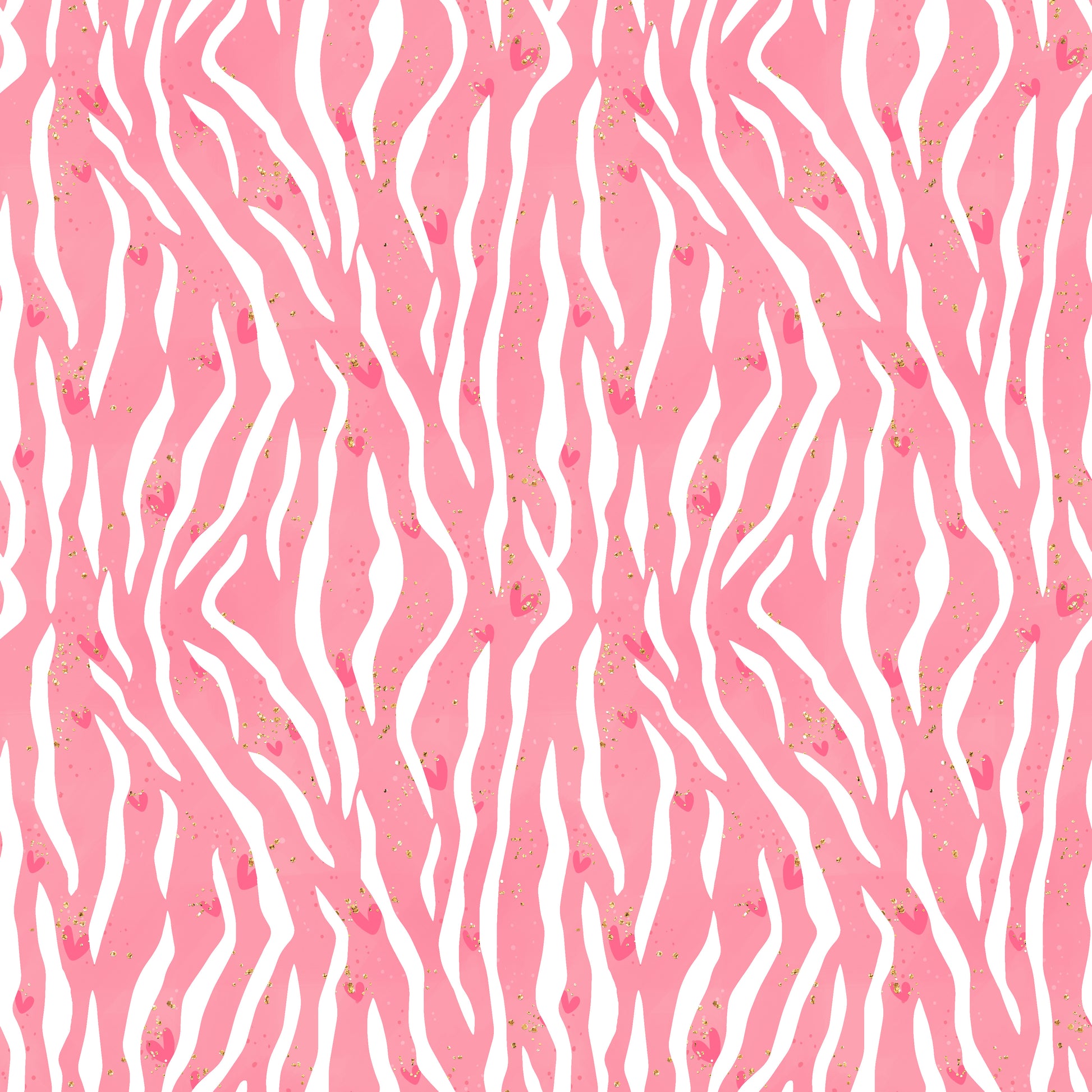 Pink Zebra Stripes & Hearts 12x12 Patterned Vinyl Sheet