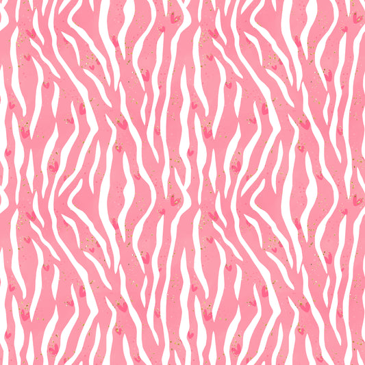 Pink Zebra Stripes & Hearts 12x12 Patterned Vinyl Sheet