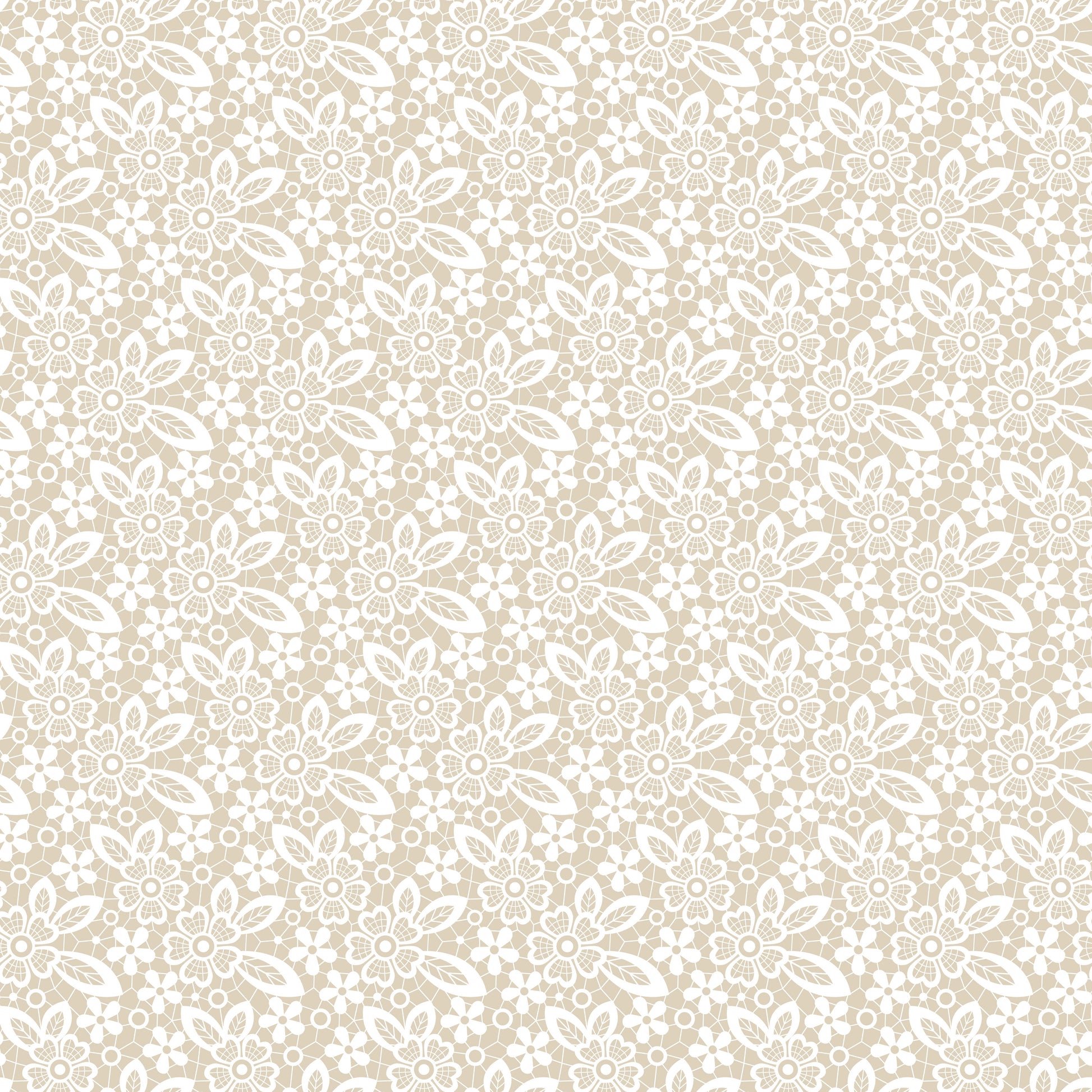 Beige Lace Flowers 12x12 Patterned Vinyl Sheet