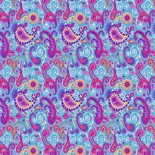 Blue & Pink Paisley 12x12 Patterned Vinyl Sheet