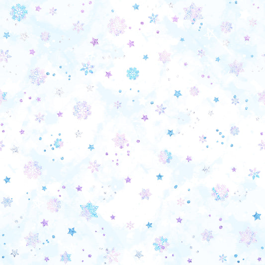 Blue Watercolor Snowflakes 12x12 Patterned Vinyl Sheet