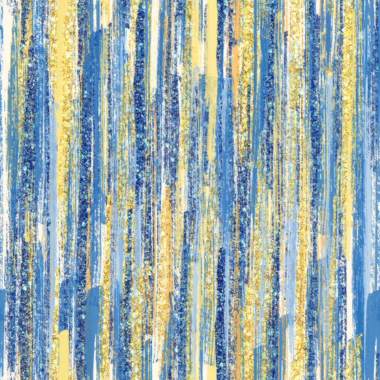 Blue & Yellow Paint Brush Strokes 12x12 Patterned Vinyl Sheet