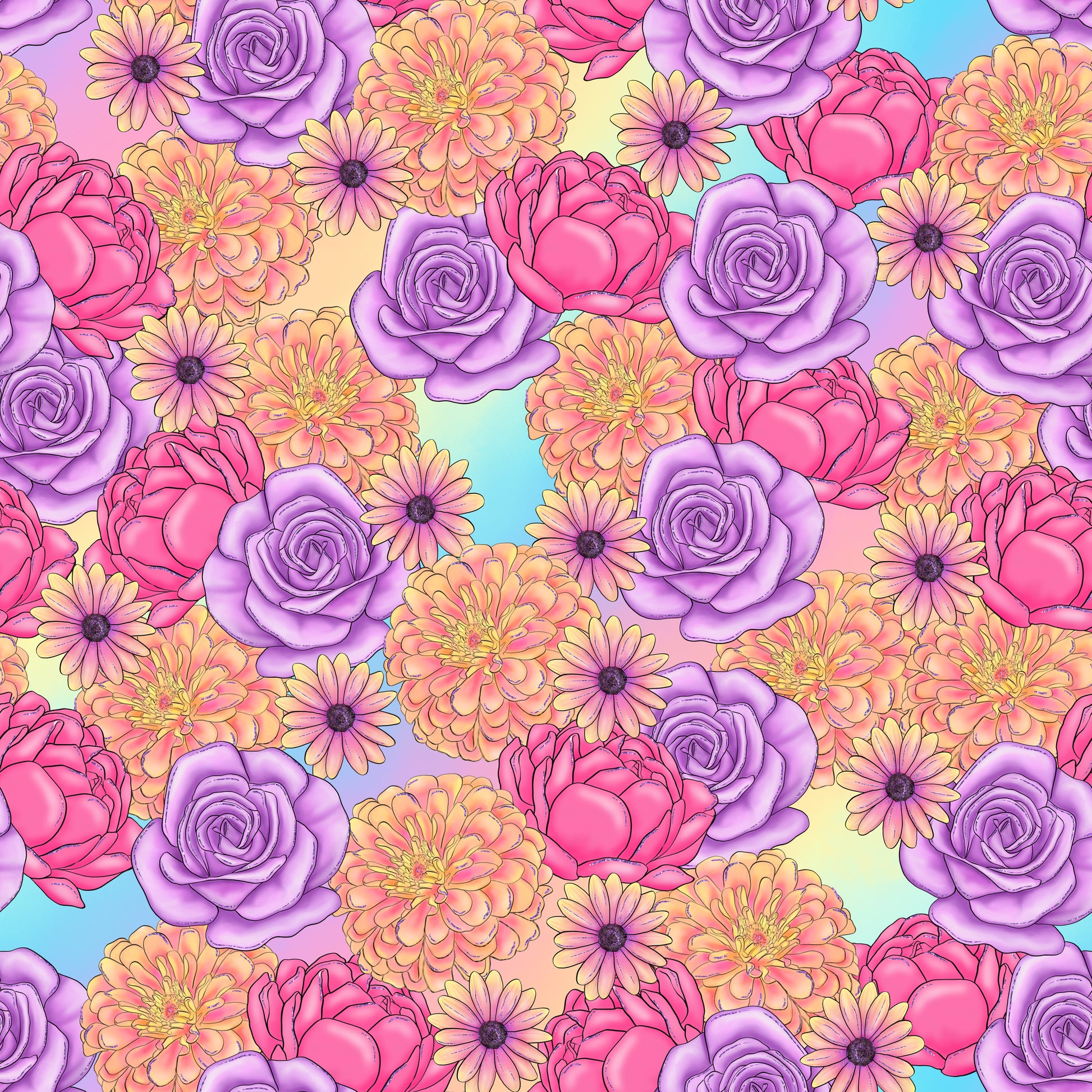 Bouquet of Flowers of 12x12 Patterned Vinyl Sheet