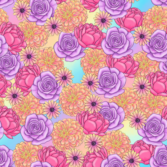 Bouquet of Flowers of 12x12 Patterned Vinyl Sheet