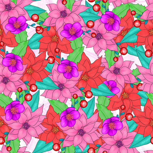 Bright Winter Flowers 12x12 Patterned Vinyl Sheet