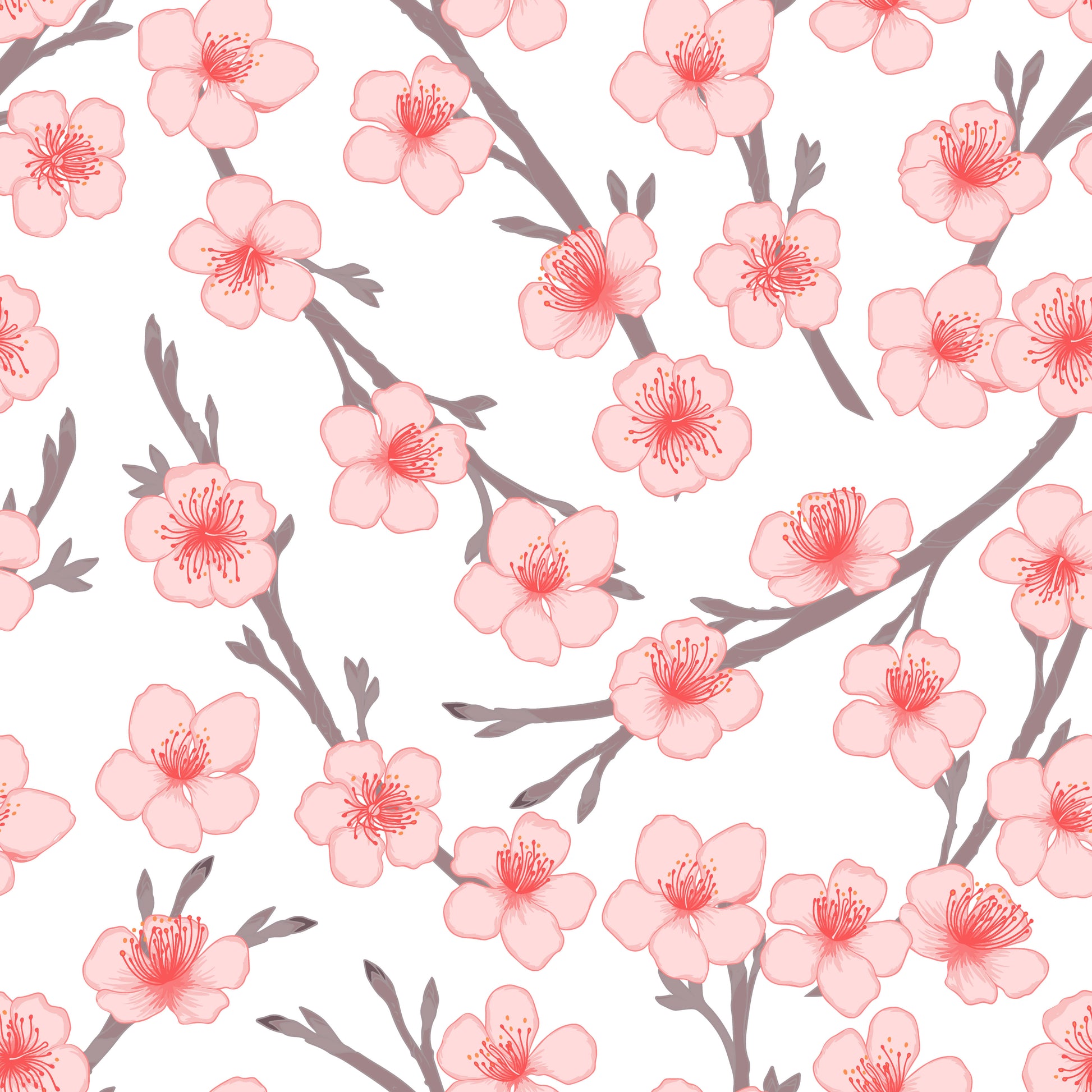Cherry Blossoms & Stems Patterned Vinyl Sheet