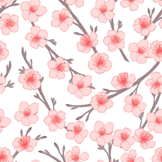 Cherry Blossoms & Stems Patterned Vinyl Sheet