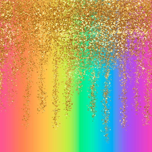 Dripping Glitter Rainbow 12x12 Patterned Vinyl Sheet