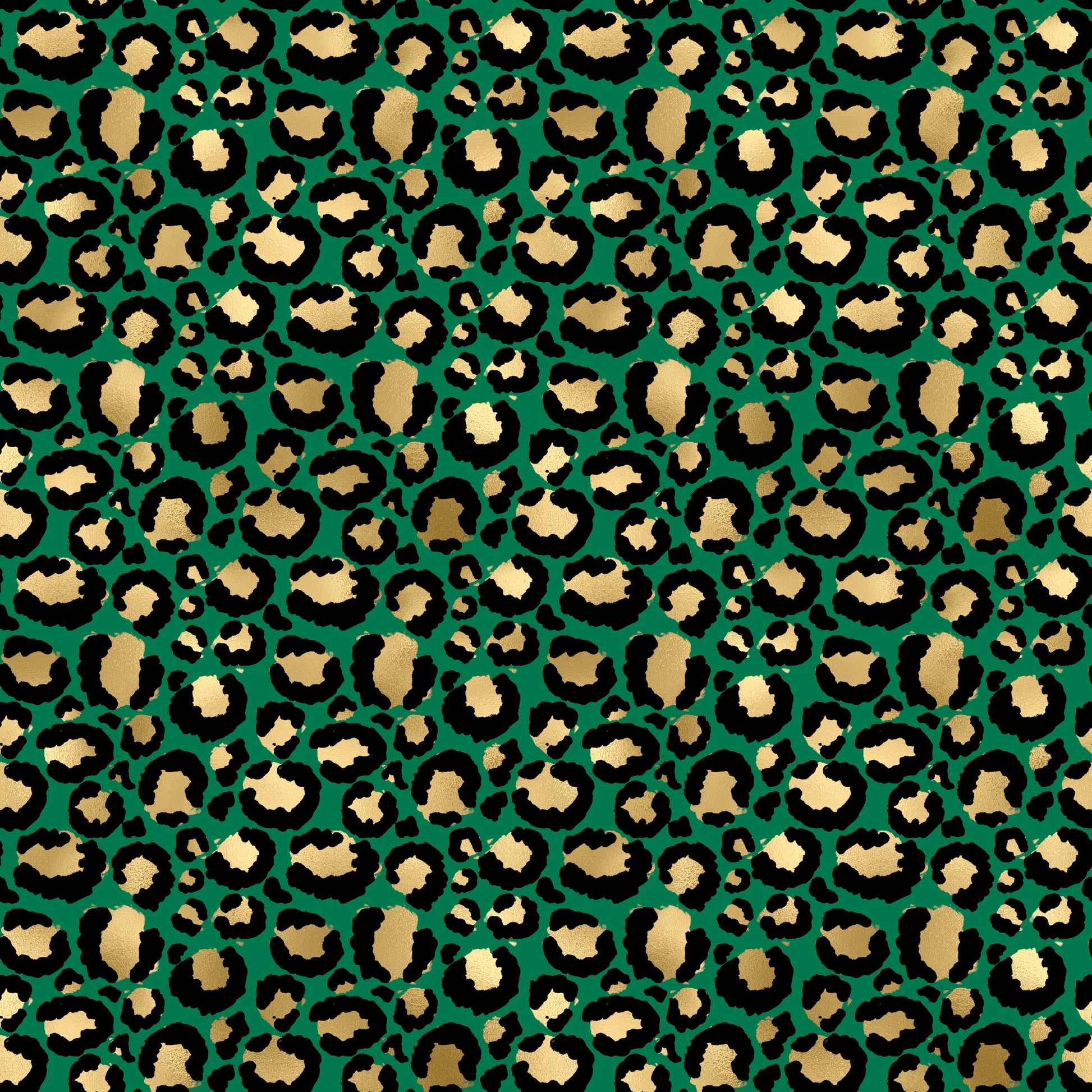 Emerald & Gold Leopard Print Patterned Vinyl Sheet