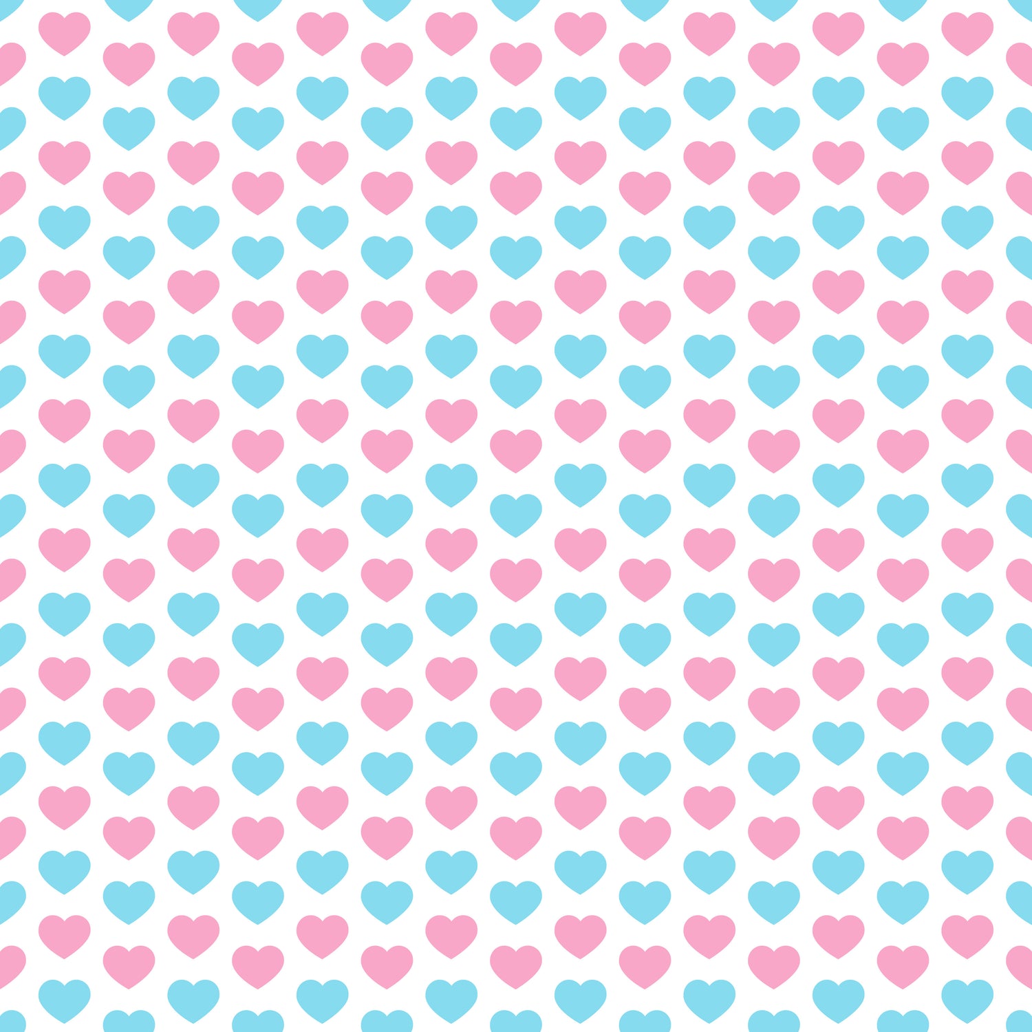 12x12 Baby Pink and Blue Hearts Patterned Vinyl Sheet