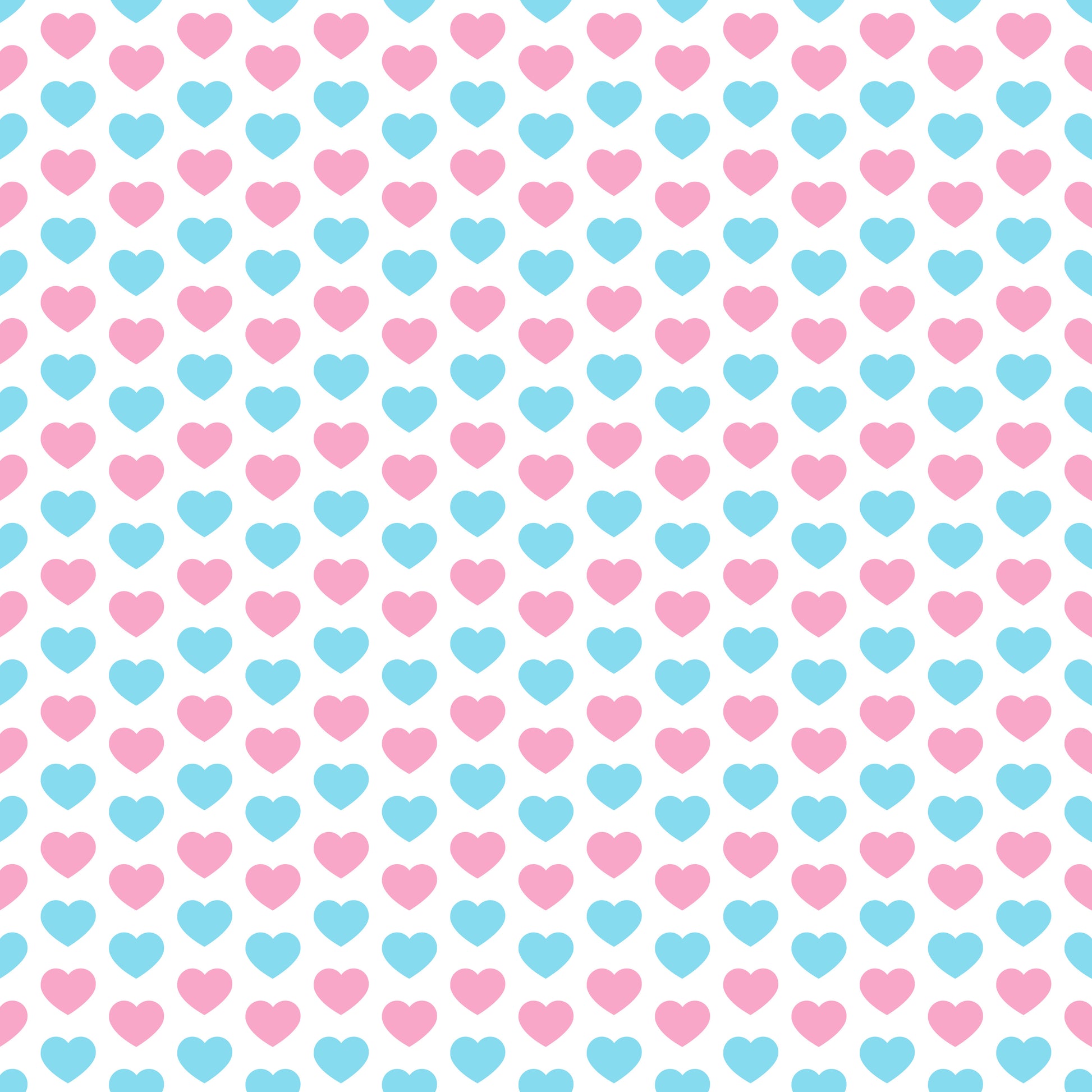 12x12 Baby Pink and Blue Hearts Patterned Vinyl Sheet