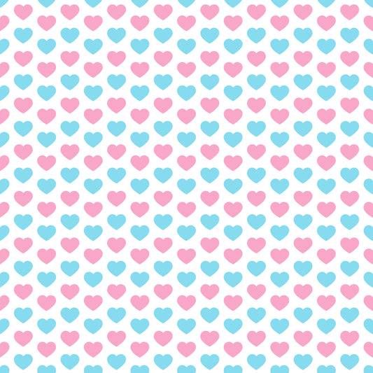 12x12 Baby Pink and Blue Hearts Patterned Vinyl Sheet