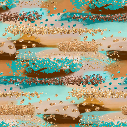 Teal & Brown Brush Strokes 12x12 Patterned Vinyl Sheet