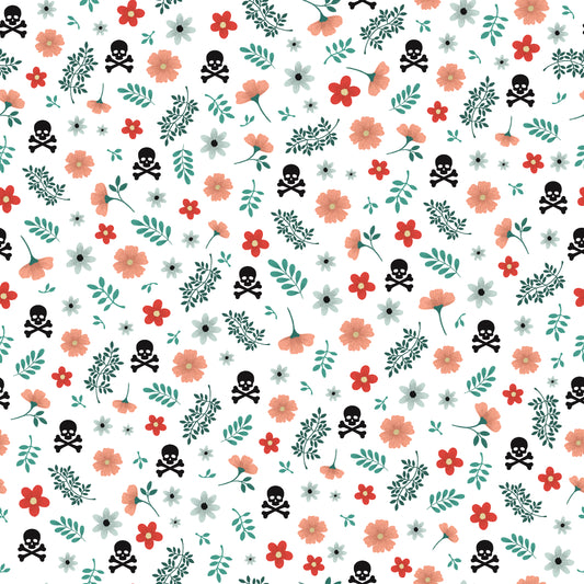 Flowers & Skulls 12x12 Patterned Vinyl Sheet