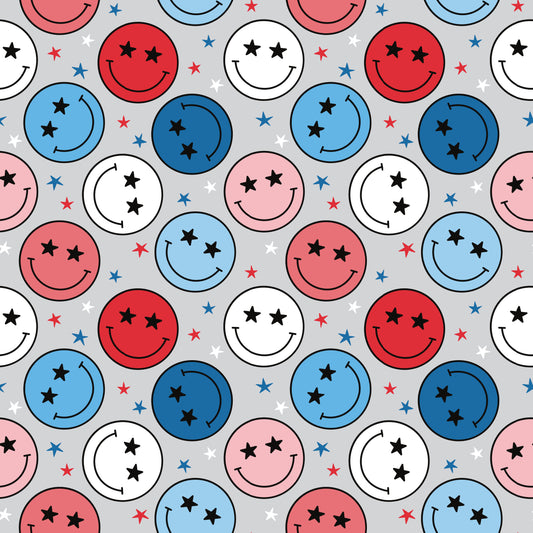 Fourth of July Smiley Faces 12x12 Patterned Vinyl Sheet