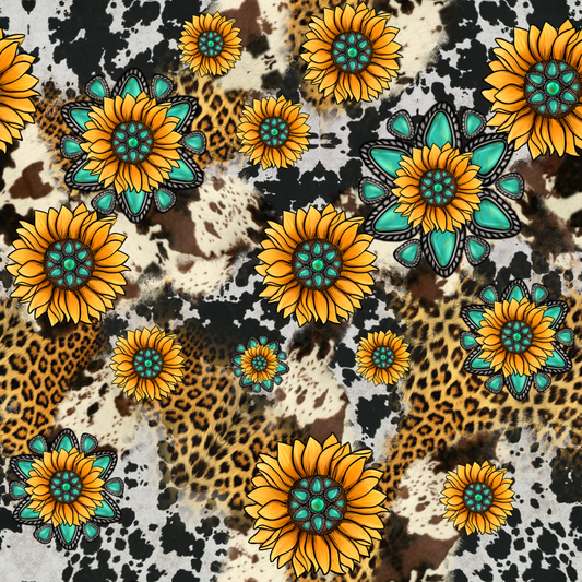 Gemstone Sunflower Cowhide Leopard 12x12 Patterned Vinyl Sheet