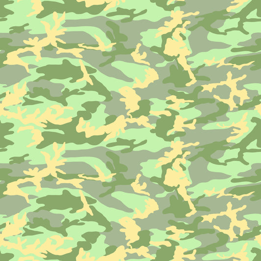 Green & Yellow Camo Patterned Vinyl Sheet
