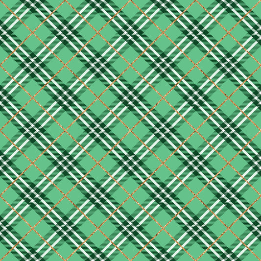 Green & Gold Plaid 12x12 Patterned Vinyl Sheet