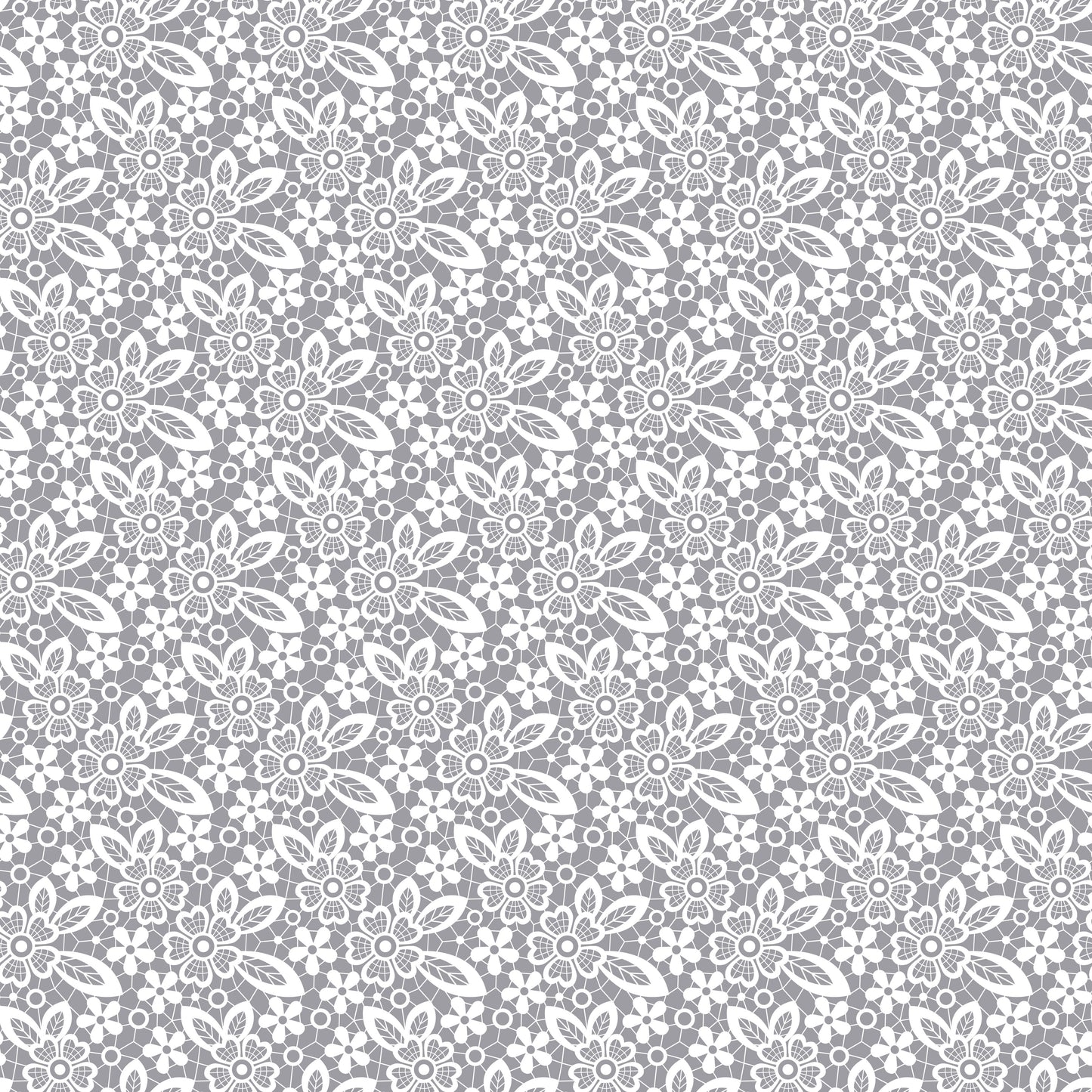 Grey Lace Flowers 12x12 Patterned Vinyl Sheet