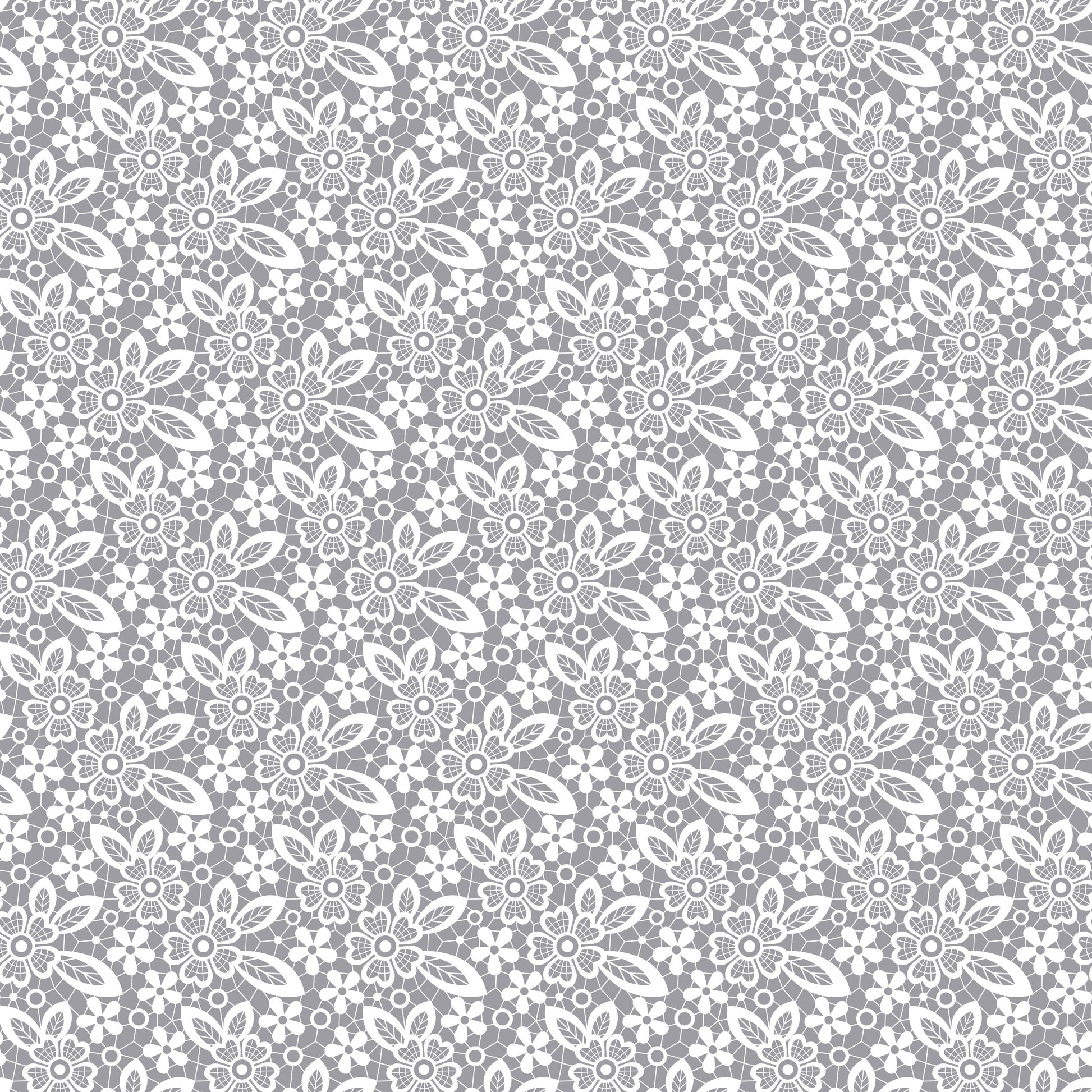 Grey Lace Flowers 12x12 Patterned Vinyl Sheet