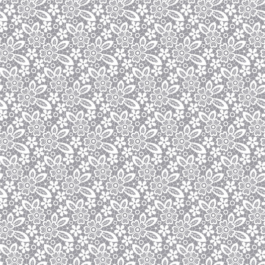 Grey Lace Flowers 12x12 Patterned Vinyl Sheet