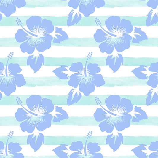 Hibiscus Flower Stripes 12x12 Patterned Vinyl Sheet