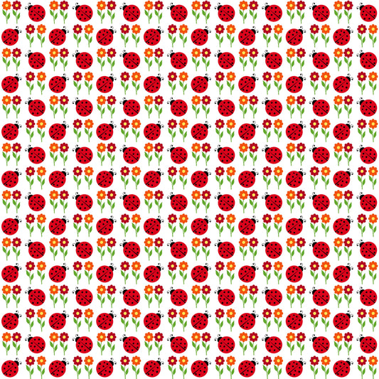 Lady Bugs & Flowers 12x12 Patterned Vinyl Sheet