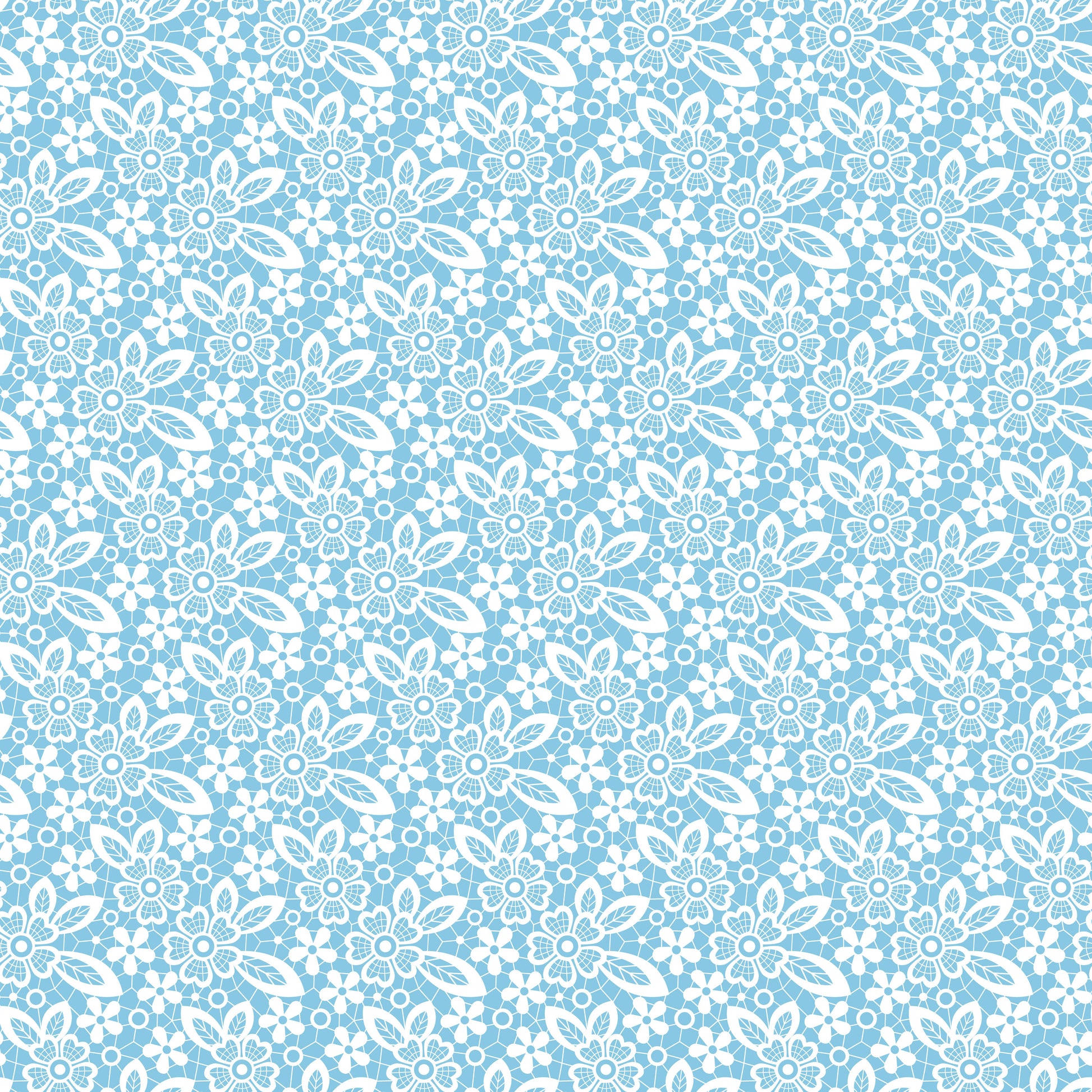 Light Blue Lace Flowers 12x12 Patterned Vinyl Sheet