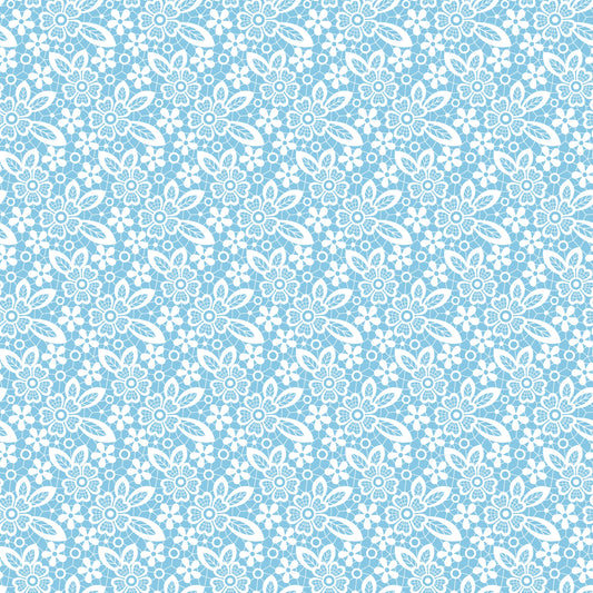 Light Blue Lace Flowers 12x12 Patterned Vinyl Sheet