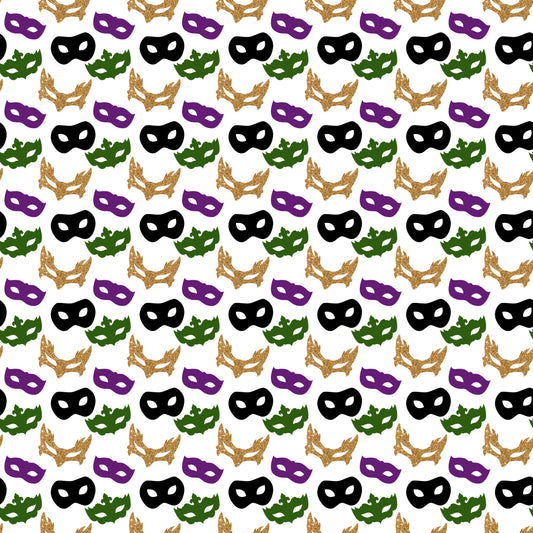 Mardi Gras Masks 12x12 Patterned Vinyl Sheet