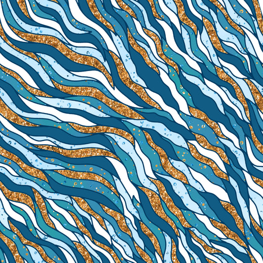 Nautical Abstract Glitter Waves 12x12 Patterned Vinyl Sheet