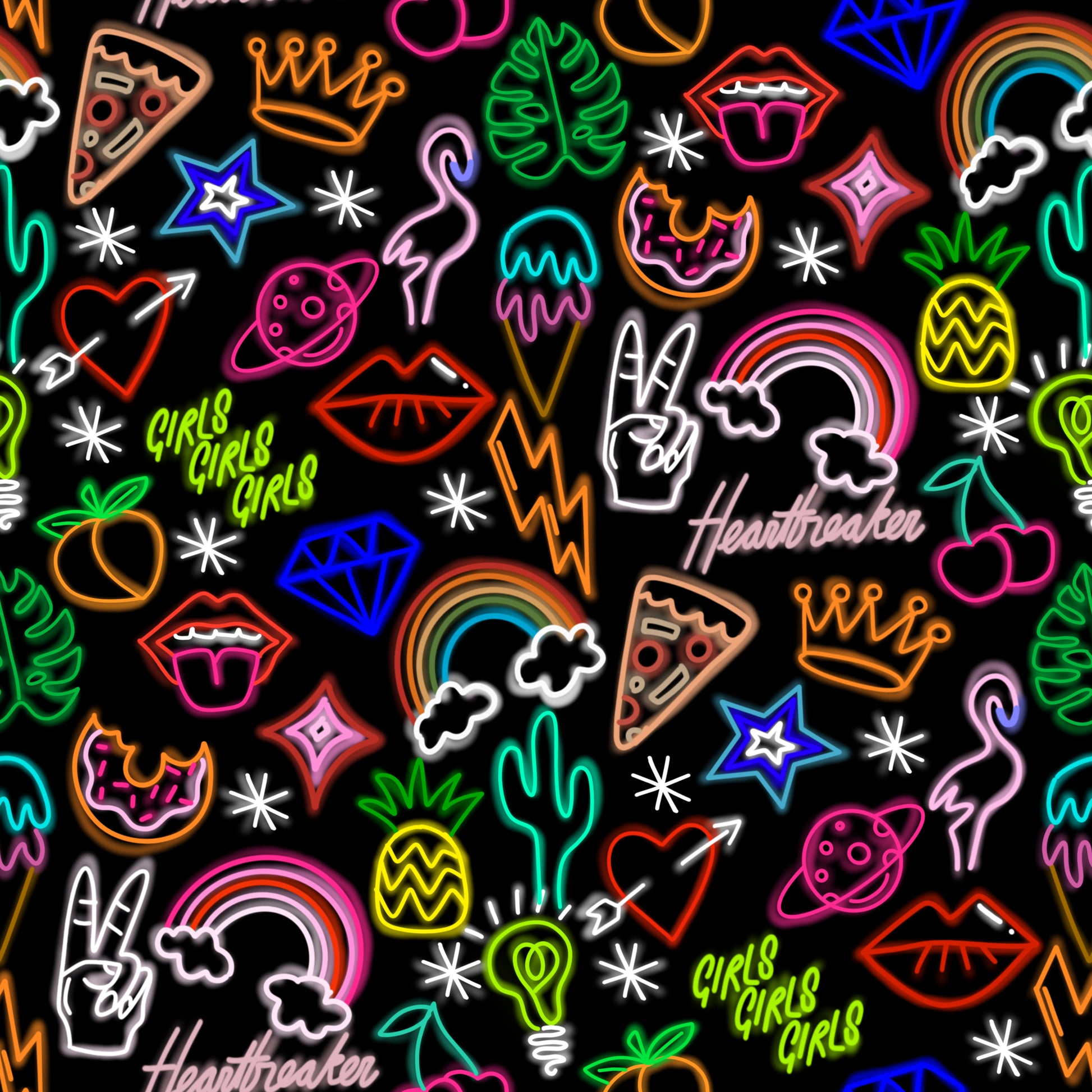 Neon Signs 12x12 Patterned Vinyl Sheet