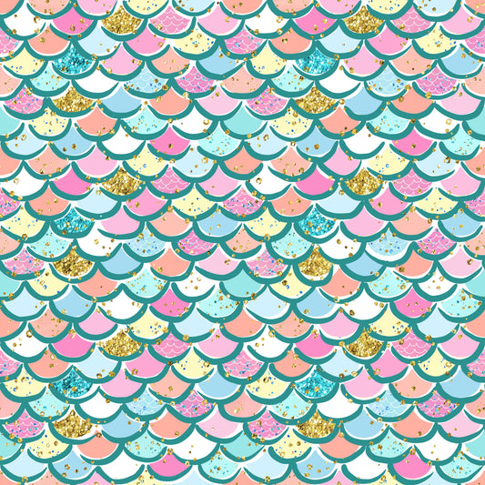 Pastel Mermaid Scales 12x12 Patterned Vinyl Sheet