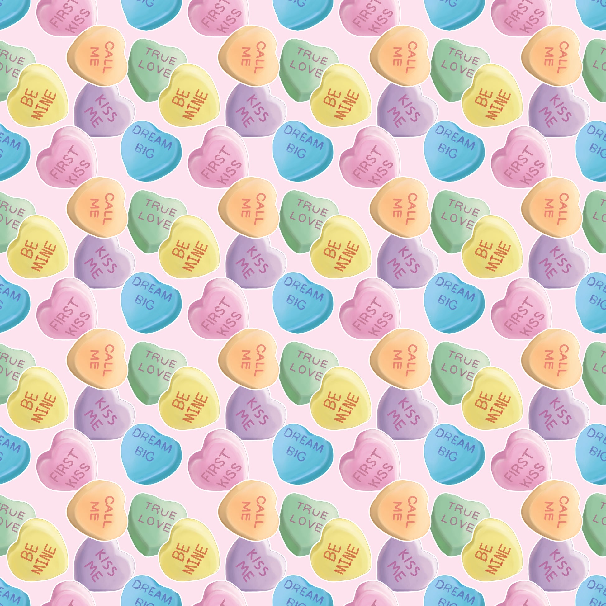 Conversation Hearts Pink 12x12 Patterned Vinyl Sheet