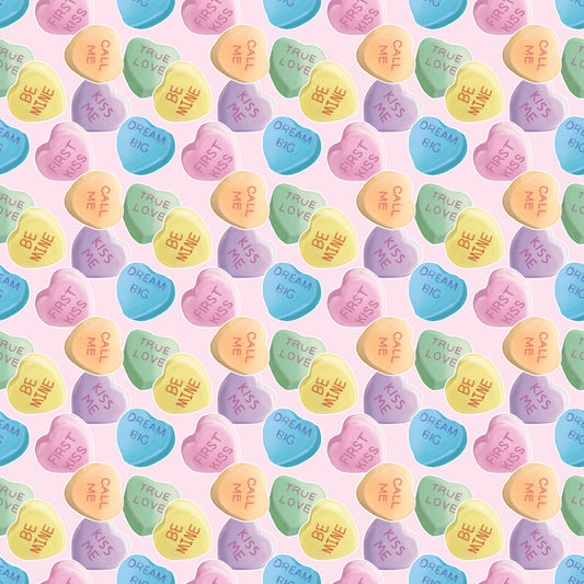 Conversation Hearts Pink 12x12 Patterned Vinyl Sheet