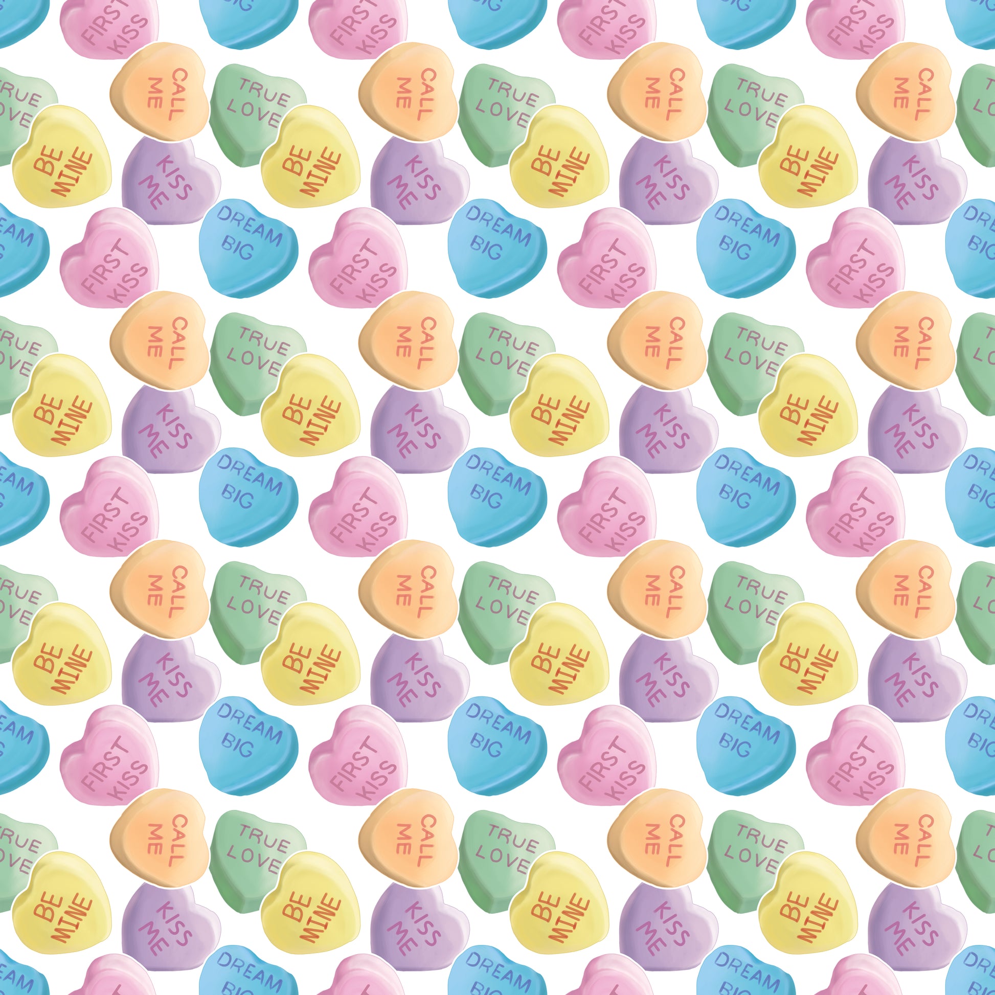 Conversation Hearts White 12x12 Patterned Vinyl Sheet