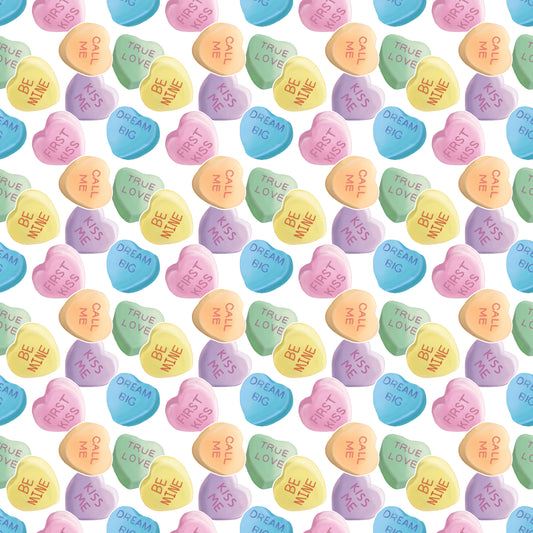 Conversation Hearts White 12x12 Patterned Vinyl Sheet