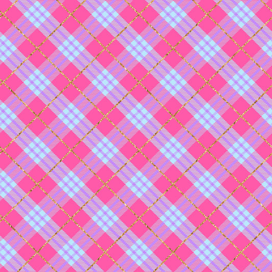 Pink & Purple Plaid Patterned Vinyl Sheet