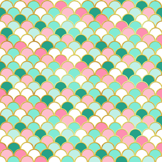 Pink & Green Mermaid Scales 12x12 Patterned Vinyl Sheet
