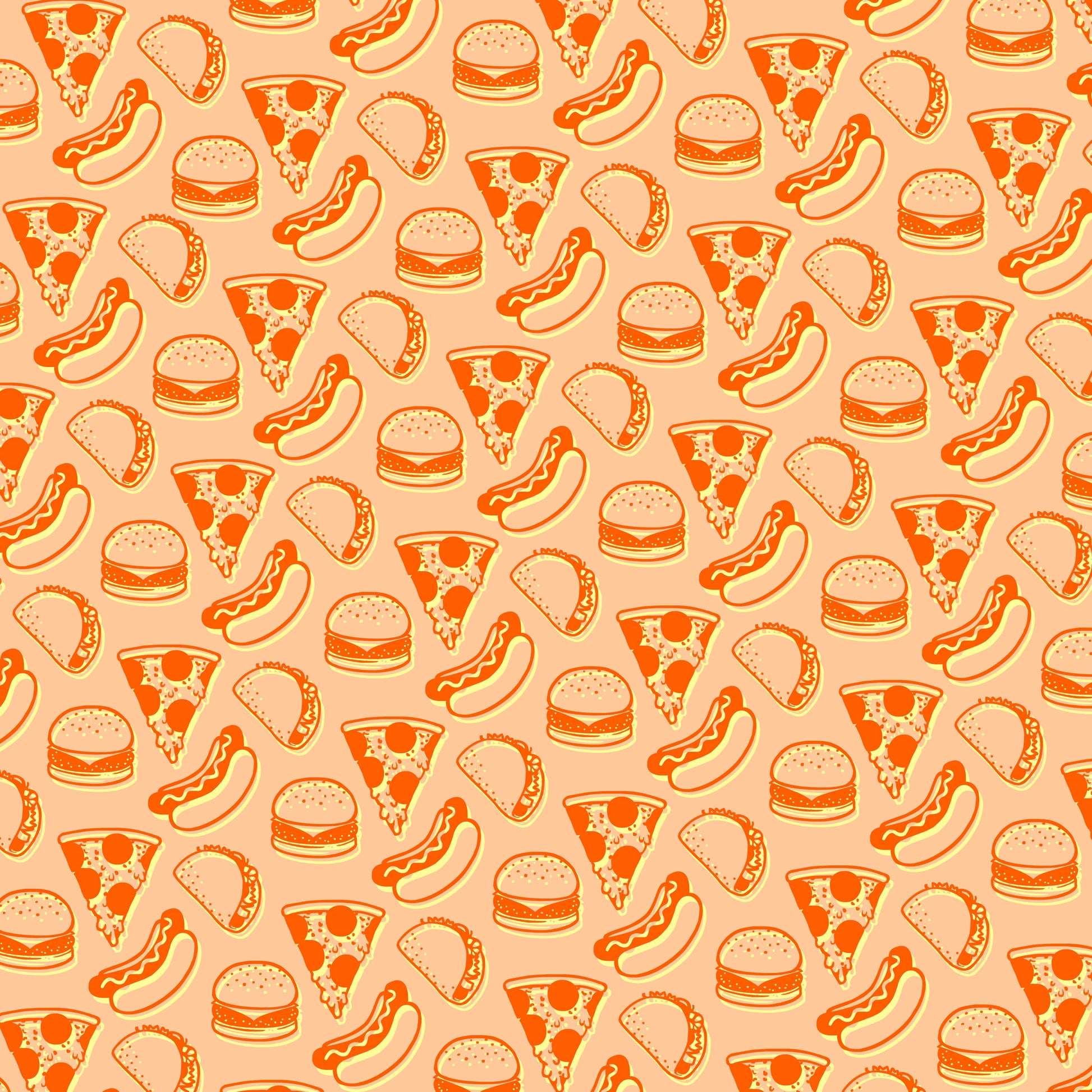 Pizza, Tacos & Burgers 12x12 Patterned Vinyl Sheet