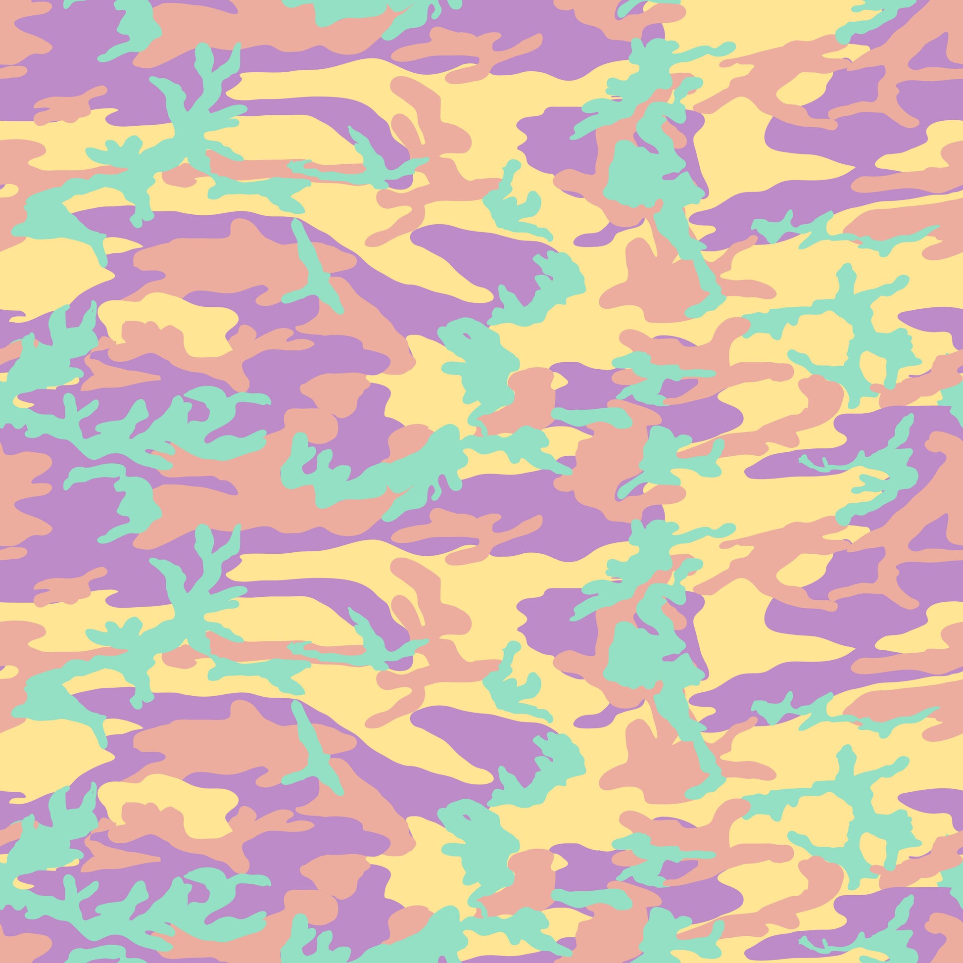 Purple, Orange & Mint Camo Patterned Vinyl Sheet